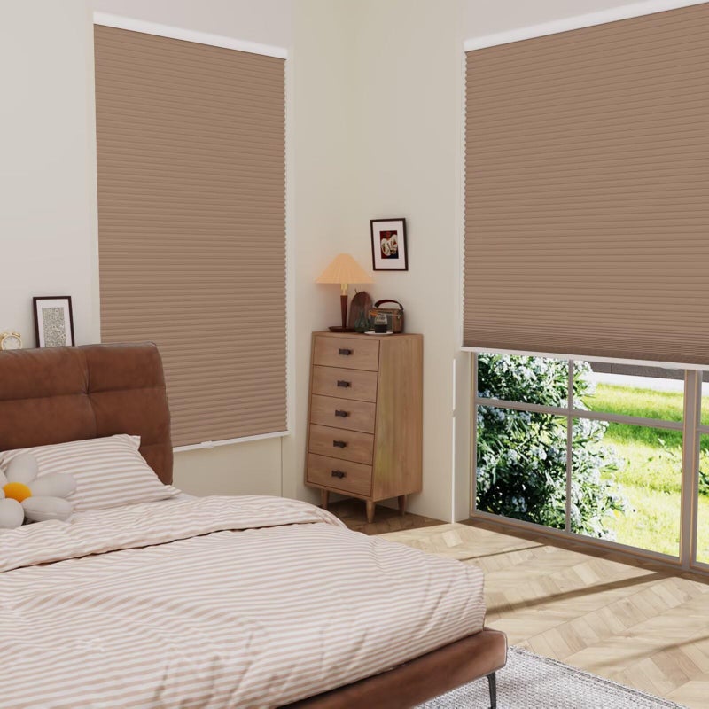 MYshade Cordless Blackout Cellular Shades for Windows, Honeycomb Window Shades with Thermal Insulation, Child & Pet Safe Room Darkening Shade, Easy Install,24" W x 50" H, Light Brown - Image 5
