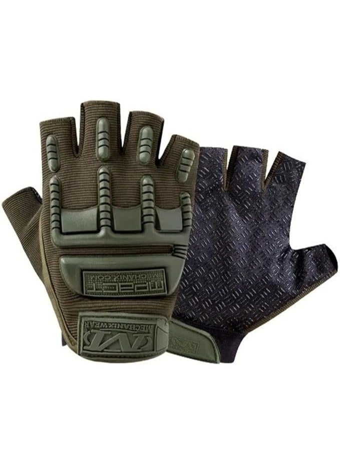 Tactical Motorcycle Gloves, Half-Finger Design with Hard Knuckle Protection, Breathable Mesh Construction, Adjustable Wrist Strap for Sports and Riding - Image 1