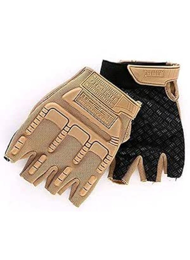 Tactical Motorcycle Gloves, Half-Finger Design with Hard Knuckle Protection, Breathable Mesh Construction, Adjustable Wrist Strap for Sports and Riding - Image 2