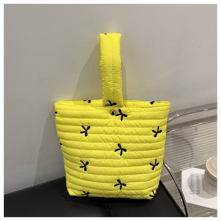 Fashion Embroidered Bow Cotton Bag Women'S Cosmetic Bag Large Capacity Wash Storage Bag Clutch Bag - Image 1