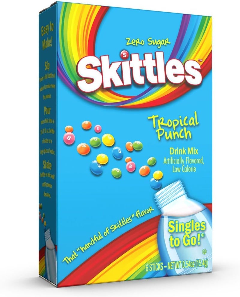 SINGLES TO GO! Skittles Singles To Go! Tropical Punch Drink Mix - 6 Count Boxes (Pack of 6) - Image 4
