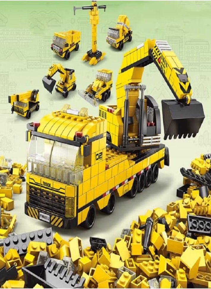 1000-piece building block set, ages 6+, includes crane, truck and other vehicles