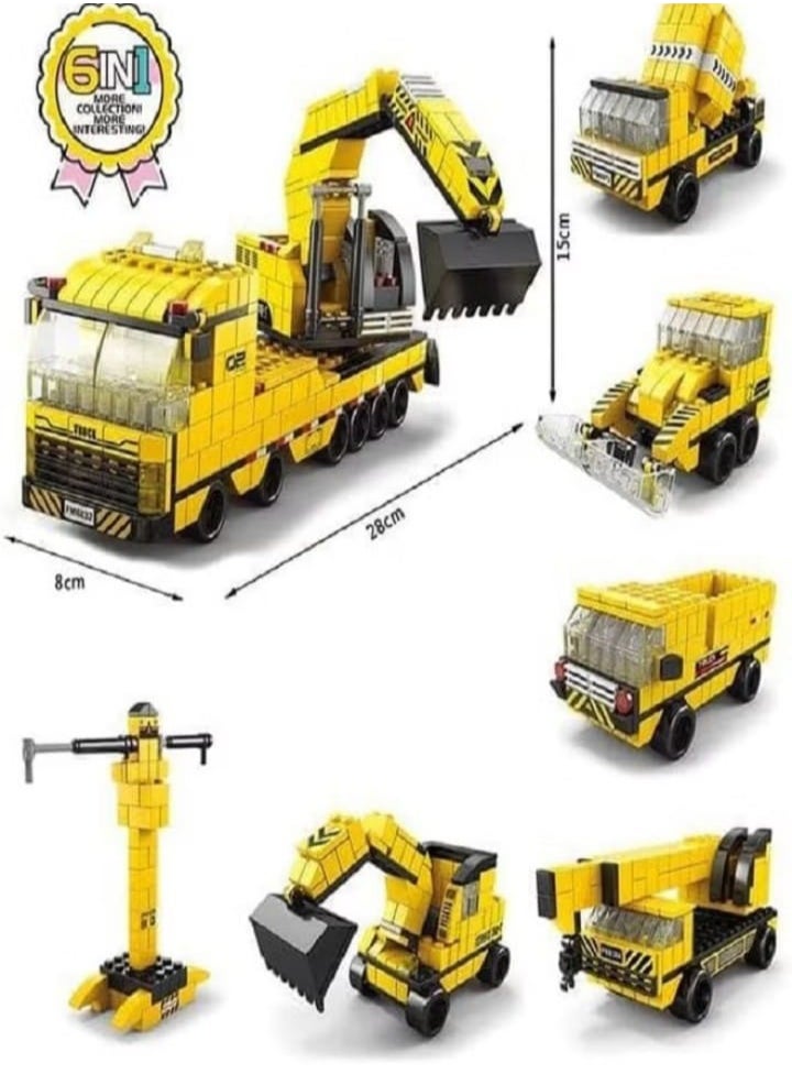 1000-piece building block set, ages 6+, includes crane, truck and other vehicles