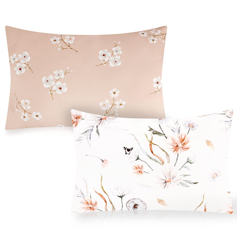 CARUILI CARUILI 2 Pack Boho Toddler Pillowcase Girl 14x20 Travel Pillow Case Cover Ultral Soft Small Pillow Case Envelope Style Kids Pillowcase Wildflower Pattern