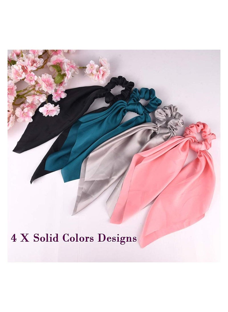 إسكدنيا Hair Scrunchies Satin Silk Elastic Bands Scarf Ponytail Holder Scrunchy Ties Vintage Accessories for Women Girls 6Pcs - Image 2
