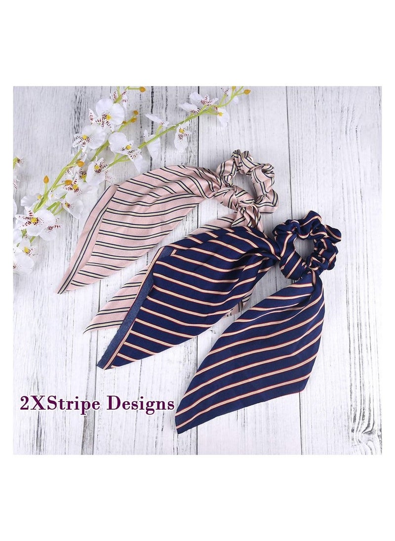 إسكدنيا Hair Scrunchies Satin Silk Elastic Bands Scarf Ponytail Holder Scrunchy Ties Vintage Accessories for Women Girls 6Pcs - Image 4