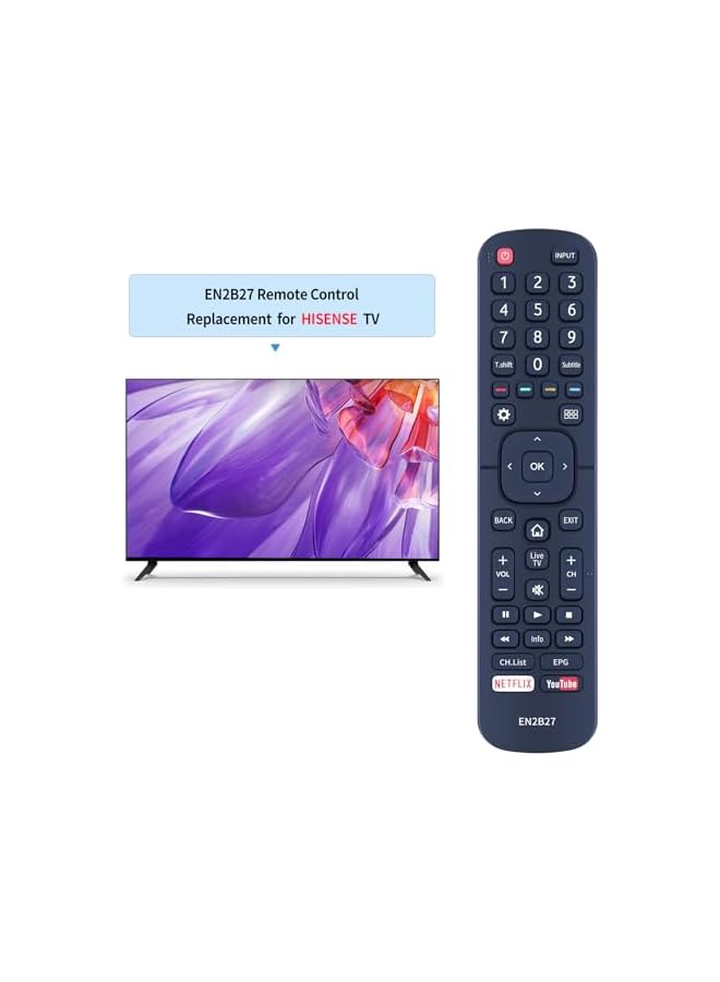 الإخوة جهاز تحكم عن بعد بديل EN2B27 لتلفزيون Hisense RC3394402 / 01 3139 238 29621 EN2B27 - Image 3