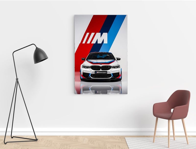 اي ار اس لوحة جدارية قماشية لسيارة BMW من ARS - 90×60 سم، جاهزة للتعليق، مناسبة للمكتب وغرفة المعيشة وغرفة النوم، كهدية. - Image 1