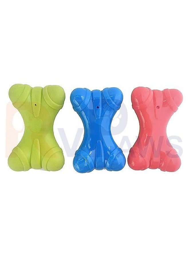 لعبة مضغ تفاعلية تصدر صوت صرير على شكل عظمة من المطاط الطبيعي مثالية للعب ومضغ الكلاب والجراء (متعددة الألوان، عبوة من قطعة واحدة) - Image 5