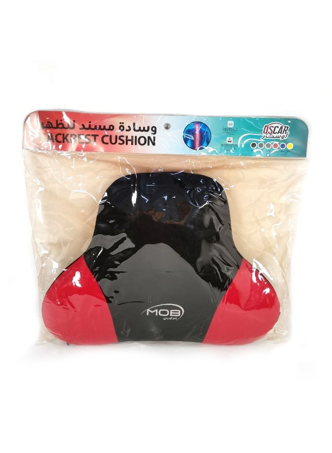 MOB Memory Foam Lumbar Support Cushion for Car Seat & Office Chair – Ergonomic Backrest Pillow for Pain Relief, Posture Correction & Comfort with Breathable Washable Cover (44 x 33 cm, Red-Black) - Image 2