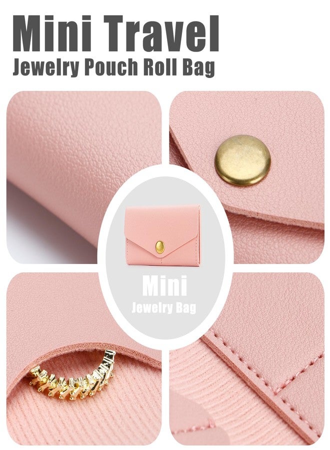 Aplata Mini Travel Jewelry Bag, Foldable Mini Travel Jewelry Pouch, Portable Small Travel Jewelry Case Organizer With Buckle, Multi-Compartment For Earrings, Rings, Necklaces (Pink) - Image 4