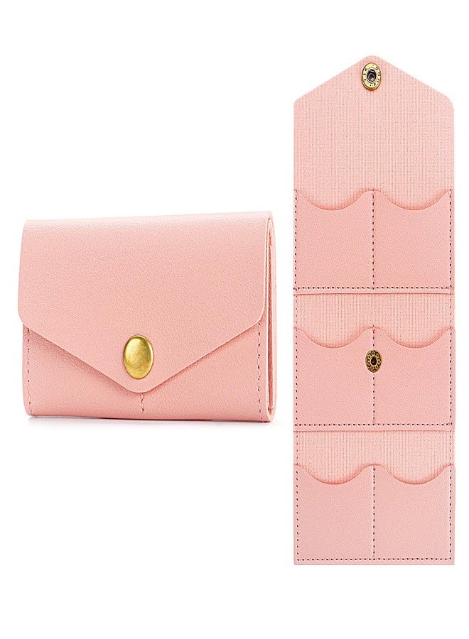 Aplata Mini Travel Jewelry Bag, Foldable Mini Travel Jewelry Pouch, Portable Small Travel Jewelry Case Organizer With Buckle, Multi-Compartment For Earrings, Rings, Necklaces (Pink) - Image 1