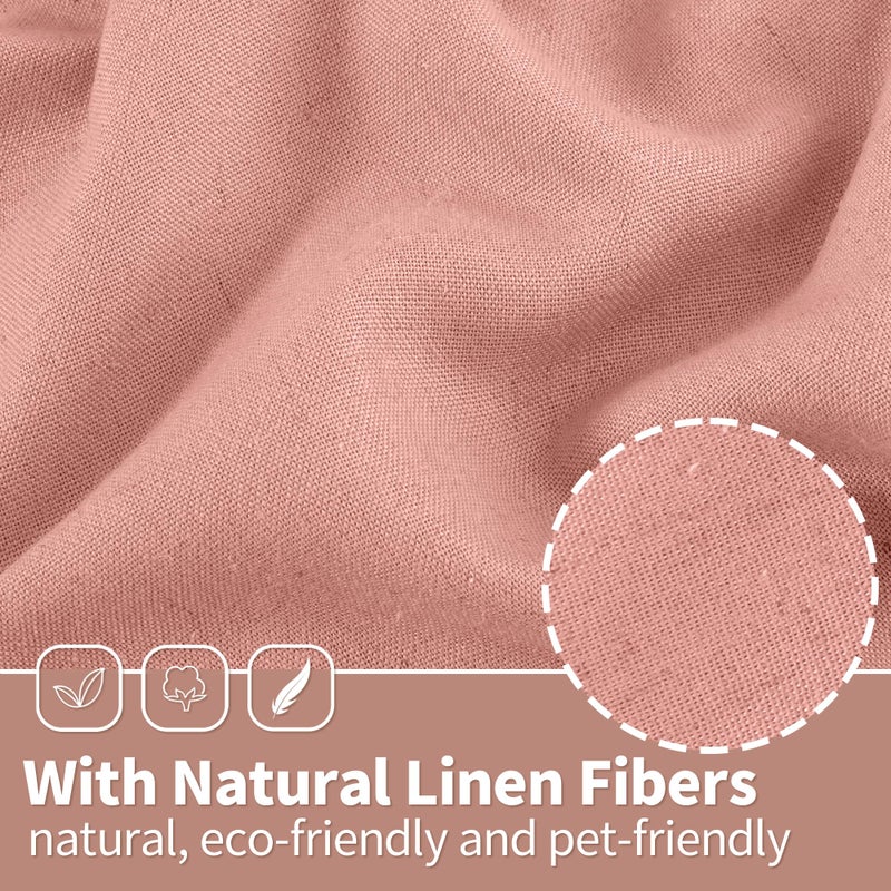 YoungsTex Dusty Rose Pink Linen Curtains for Living Room 84 Inch Length 2 Panels, Blush Peach Semi Sheer Drapes with Grommet Light Filtering Window Treatments for Bedroom, 52 X 84 Inch - Image 4