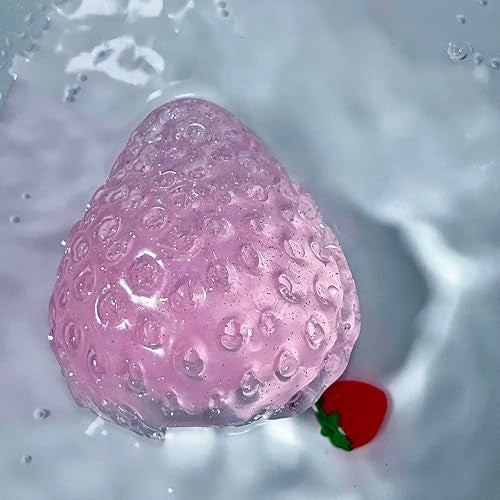 SHILIFE Taba Squishy Strawberry Kawaii Squishies PVC ToysStress Relieving Fur Ball OPP Packaging GiftsSquishy Fidget Toys for AnxietyRelaxationPerfect Desk Accessory for Adults Crystal 1pcs - Image 1