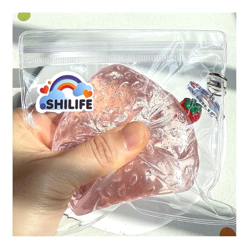 SHILIFE Taba Squishy Strawberry Kawaii Squishies PVC ToysStress Relieving Fur Ball OPP Packaging GiftsSquishy Fidget Toys for AnxietyRelaxationPerfect Desk Accessory for Adults Crystal 1pcs - Image 5