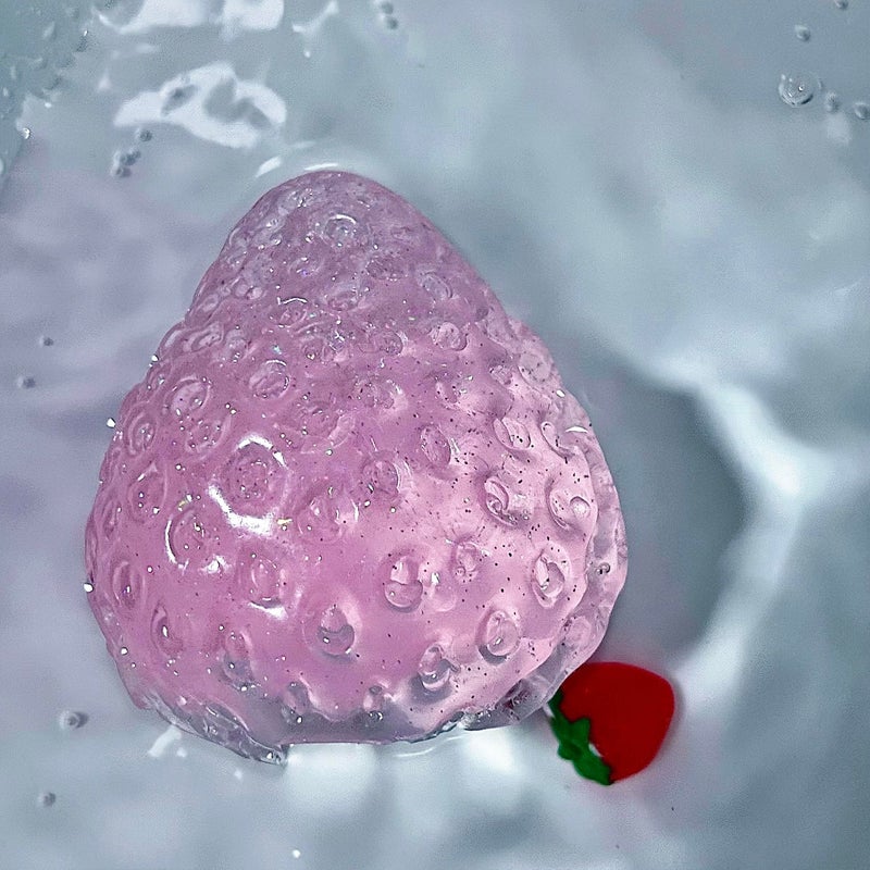SHILIFE Taba Squishy Strawberry Kawaii Squishies PVC ToysStress Relieving Fur Ball OPP Packaging GiftsSquishy Fidget Toys for AnxietyRelaxationPerfect Desk Accessory for Adults Crystal 1pcs - Image 3