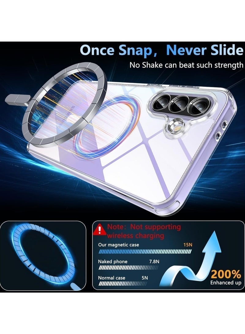 ليدين جراب سامسونج A36 5G ثنائي الاستخدام مع توافق MagSafe - حماية مضادة للاصفرار والصدمات وواقي للشاشة - غطاء شفاف فاخر ومتين ومقاوم للصدمات لهاتف سامسونج جالاكسي A36 5G (2025) - حماية أنيقة وطويلة الأمد لجهازك - Image 3