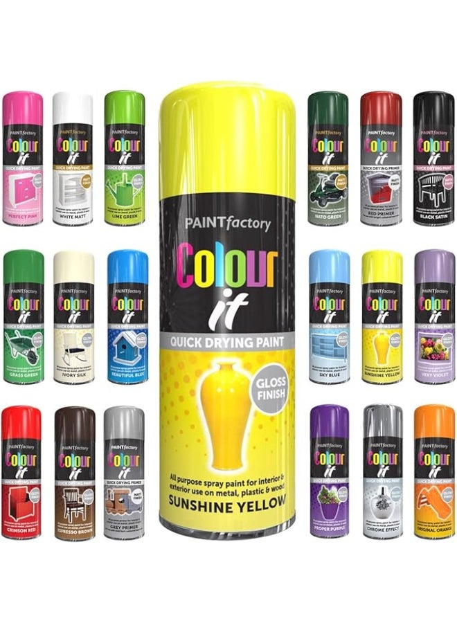 مصنع الطلاء دهان بخاخ لامع أصفر مشمس من باينت فاكتوري ٤٠٠مل - يجف بسرعة عالي الأداء، مناسب للاستخدام الداخلي والخارجي، للاستعمال على المعدن والبلاستيك والخشب. - Image 2