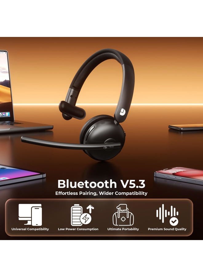 Dytole Wireless Headset with Mic for Work, Bluetooth 5.3 Headsets with AI Noise Cancelling, 65H Battery & Mute Function, Single-Ear Wireless Headset & USB Dongle, Fit for PC/Laptop/Teams/Skype/Call Center - Image 3