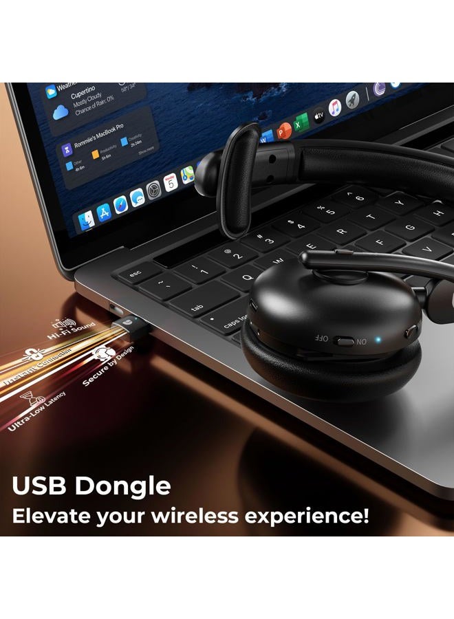 Dytole Wireless Headset with Mic for Work, Bluetooth 5.3 Headsets with AI Noise Cancelling, 65H Battery & Mute Function, Single-Ear Wireless Headset & USB Dongle, Fit for PC/Laptop/Teams/Skype/Call Center - Image 4