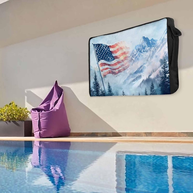 USA Flag Mountain Waterproof Outdoor TV Cover, Forest Independence Day Outside Weatherproof TV Enclosures for 40 to 43 Inch LCD Television Shield Flat Screen Protectors - Image 4