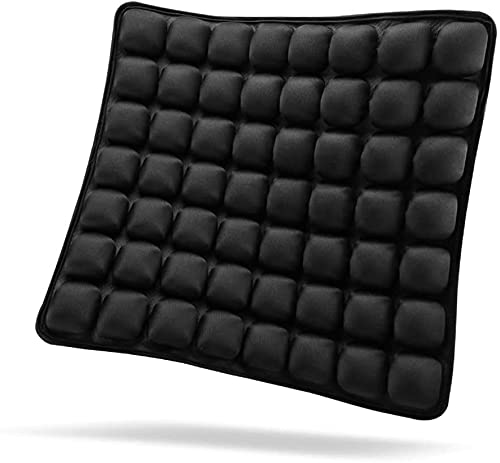SUNFICON Air Cushion Inflatable Chair Air Seat Cushion Car Portable Breathable Comfort Cushion Office Wheelchair Pad Orthopedics Pain Pressure Relief Cushion Camping Seat Mat 18 x 16 x1 in Black - Image 1