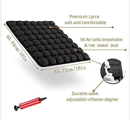 SUNFICON Air Cushion Inflatable Chair Air Seat Cushion Car Portable Breathable Comfort Cushion Office Wheelchair Pad Orthopedics Pain Pressure Relief Cushion Camping Seat Mat 18 x 16 x1 in Black - Image 3