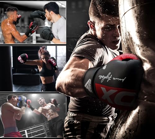 RDX Boxing Gloves, Maya Hide Leather Training Gloves for Muay Thai, Kickboxing, Sparring, Punch Bag, Punching Bag, Kickboxing Gloves, Martial Arts Training, Home Gym, Men, Women, 8 10 12 14 16 oz - Image 5
