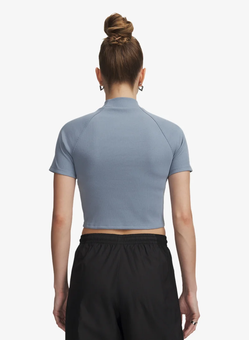 Under Armour Blue Wind /  / White Rival Rib Mock Neck T-Shirt for Women | Best Price UAE