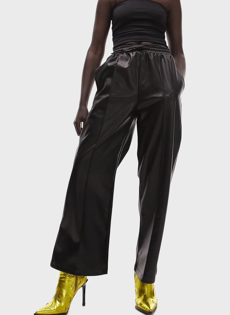 Topshop Petite High Waist Pu Pants