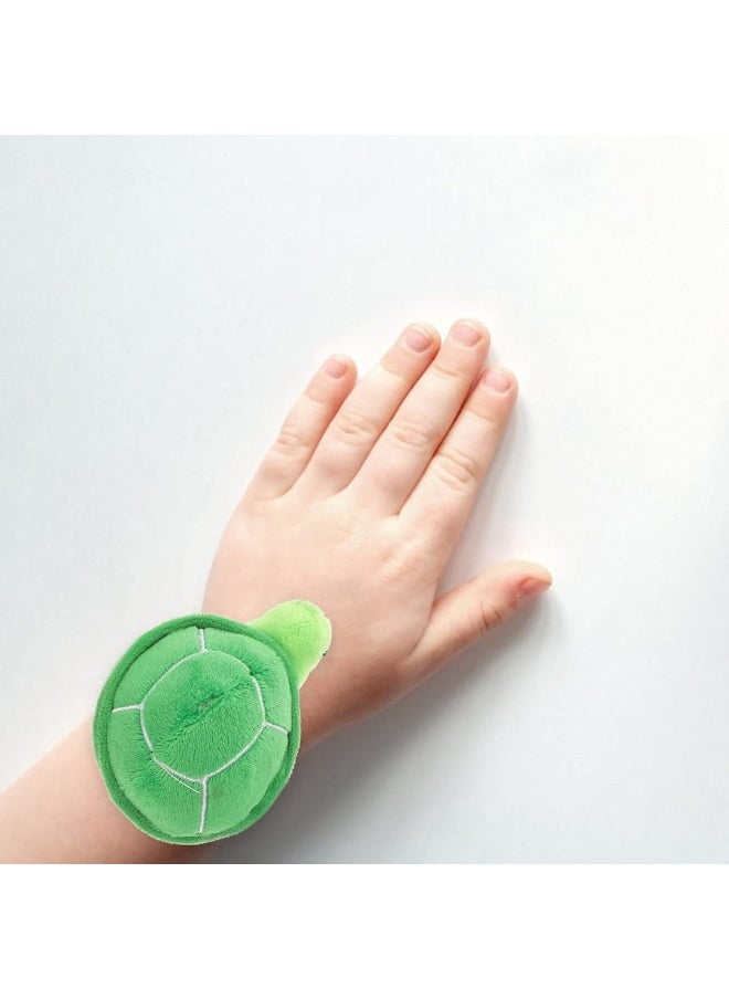 TOYANDONA - TOYANDONA Plush Slap Bracelets Stuffed Animal Huggers Turtle Sea Animal Slap Bracelets Stuffed Ocean Theme Party Plush Gifts Fillers Party Favors Turtle Snap Bracelet, 10X7.5CM, Green - Image 1