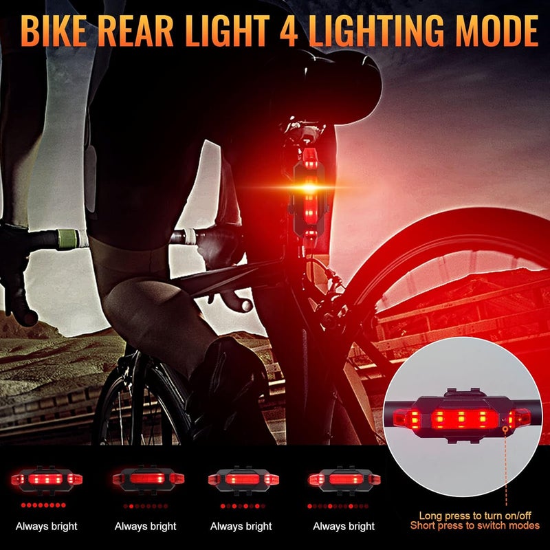 DEXO Rechargeable USB Bike Light Set for your Bicycle, Headlight and Taillight, Super Bright Light with 4 Lights Mode Road Cycling Safety Flashlight that is so Easy to Install for Cyclist, Blue - Image 4