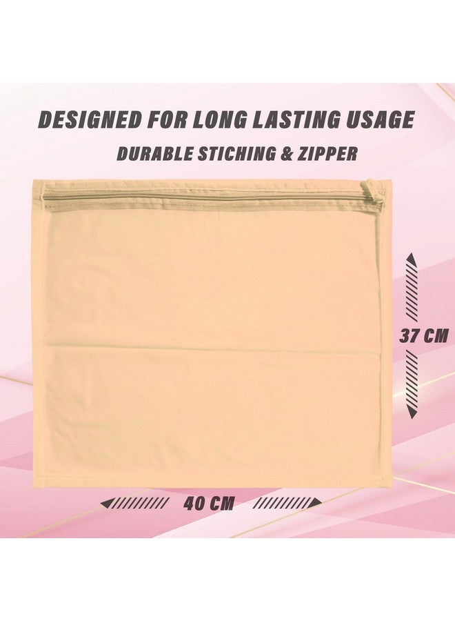 كوبير إندستريز منظم ملابس من شركة Kuber Industries لخزانة الملابس (عبوة من 12 قطعة) - منظم تخزين فردي للساري | بدلة السلوار | Lehenga Chunni - منظم فستان لخزانة الملابس - أغطية ساري فردية بسحاب (بيج) - Image 3