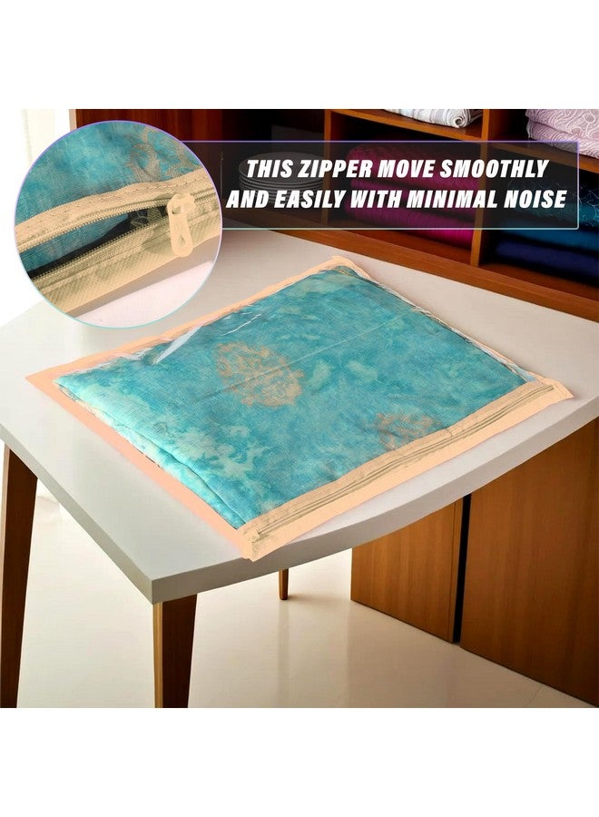 كوبير إندستريز منظم ملابس من شركة Kuber Industries لخزانة الملابس (عبوة من 12 قطعة) - منظم تخزين فردي للساري | بدلة السلوار | Lehenga Chunni - منظم فستان لخزانة الملابس - أغطية ساري فردية بسحاب (بيج) - Image 4