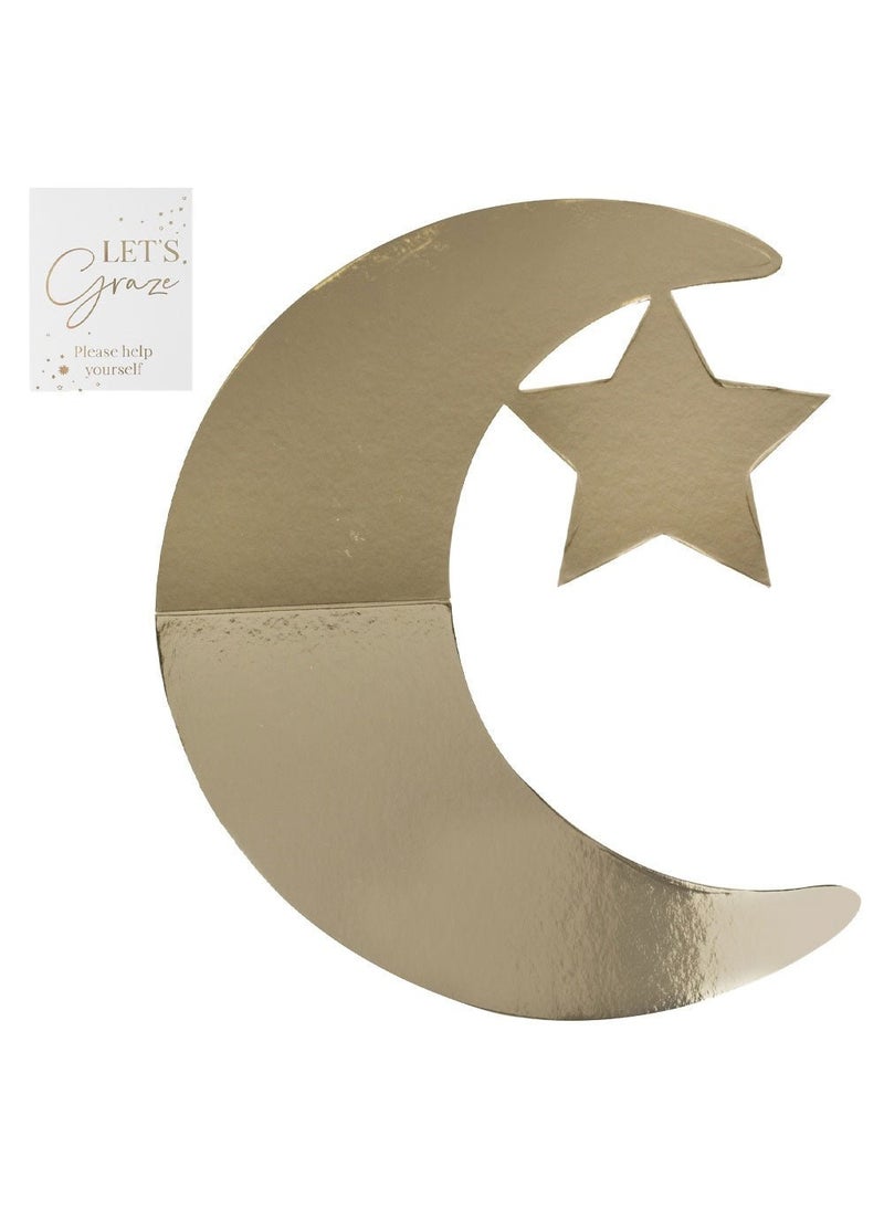 Ginger Ray Eid Mubarak Serving Platter Gold Moon Star 47cm - Image 2