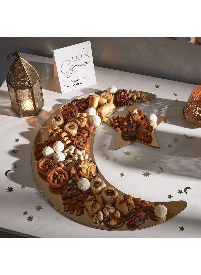 Ginger Ray Eid Mubarak Serving Platter Gold Moon Star 47cm - Image 1