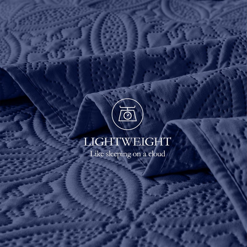 Wuruibo Twin Quilt Set Navy Blue  Microfiber Lightweight Bedspreads  Ultrasonic Embossed Solid Coverlet  Thin Bedding Set For All Season  Soft Breathable Bed Cover(1 Quilt  1 Pillow Sham) - Image 5