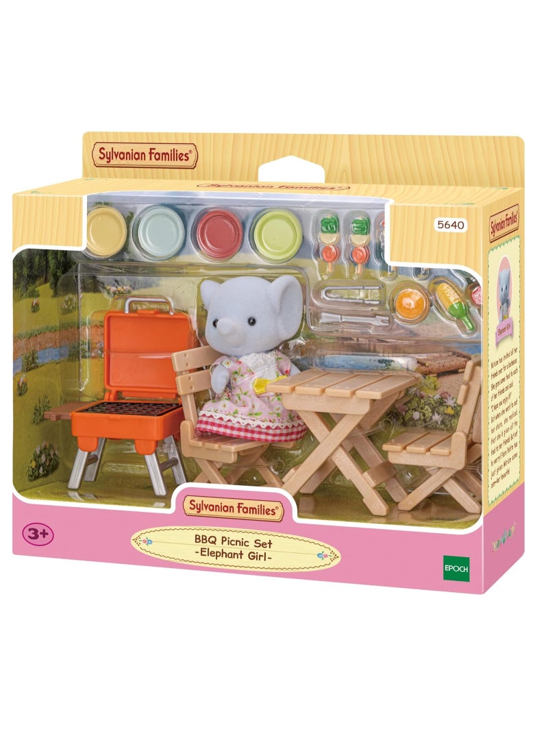 Sylvanian Families - BBQ Picnic Set - Elephant Girl | Includes Exclusive Elephant Girl Miriam Figure, Grill, Table, Chairs & Accessories | Foldable Furniture & Colorful Plates |  Ages 3 & Up - Image 1