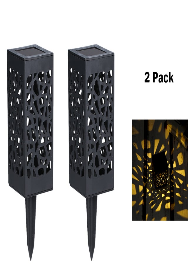 DC2V 0.06W Solar Powered Energy LED Lawn Lamp Outdoor Light 2 Pack Hollow-out Design Sensitive Light Sensor IP44 Water Resistance for Yard Patio Garden Courtyard Warm White - Image 1