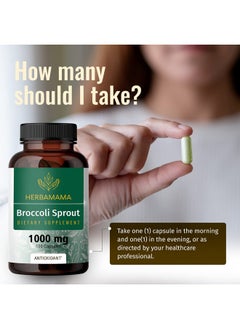 HERBAMAMA Broccoli Sprouts Capsules Brain Support Sulforaphane Supplement Broccoli Sprout Extract For Immunity & Cell Growth Broccoli Supplement Vegan Nongmo 1000Mg 100 Caps  - Image 3