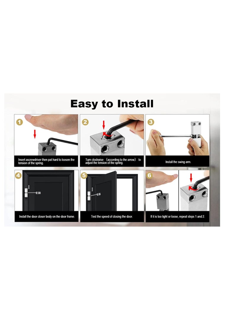Automatic Door Closer, Stainless Steel Door Closing Controller for Residential Commercial Use,Adjustable Closing Speed System