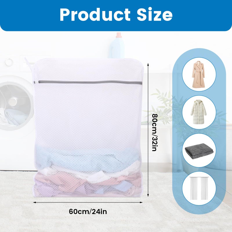 Dntorx 2 XX-Large Durable Honeycomb Mesh Laundry Bags for Delicates with Zipper, 24 x 32 Inches Reusable Laundry Bag Mesh Wash Bags for Washing Machine for Cotton Clothes, Coats, Sweater, Sheet, Shoes - Image 2