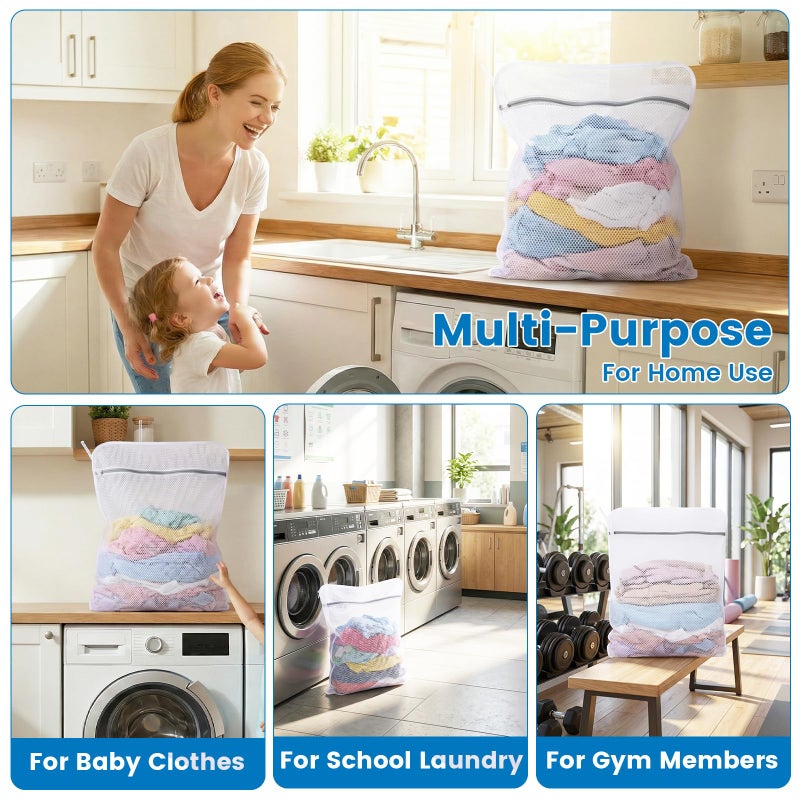 Dntorx 2 XX-Large Durable Honeycomb Mesh Laundry Bags for Delicates with Zipper, 24 x 32 Inches Reusable Laundry Bag Mesh Wash Bags for Washing Machine for Cotton Clothes, Coats, Sweater, Sheet, Shoes - Image 4