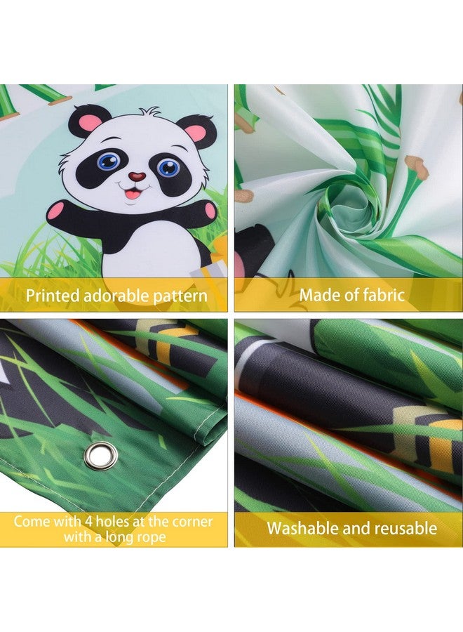 Tatuo Cartoon Panda Birthday Decorations Panda Backdrop for Party Supplies Animal Themed Banner Green Bamboo Background Baby Shower Photo Background Kids Children Newborn Birthday Party Table Decor - Image 3