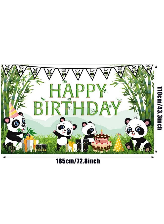 Tatuo Cartoon Panda Birthday Decorations Panda Backdrop for Party Supplies Animal Themed Banner Green Bamboo Background Baby Shower Photo Background Kids Children Newborn Birthday Party Table Decor - Image 2