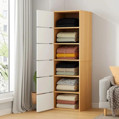 EXVITO 12 Door Kids Plastic Wardrobe for Clothes, Foldable Plastic Almirah for Clothes, Collapsible Wardrobe for Storage, Baby Cupboard for Clothes Storage - (Brown, 6 Door) - Image 1