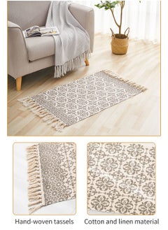 Floor Mat Soft Touch Hand-Woven Cotton And Linen Area Rugs Bohemian Fringed Small Rug Bedroom Modern Decor Mat 60*90cm - pzsku/Z9ECD694B40083401ED8EZ/45/_/1710845356/e5d06046-80bd-4501-a790-ed7c5a817de1