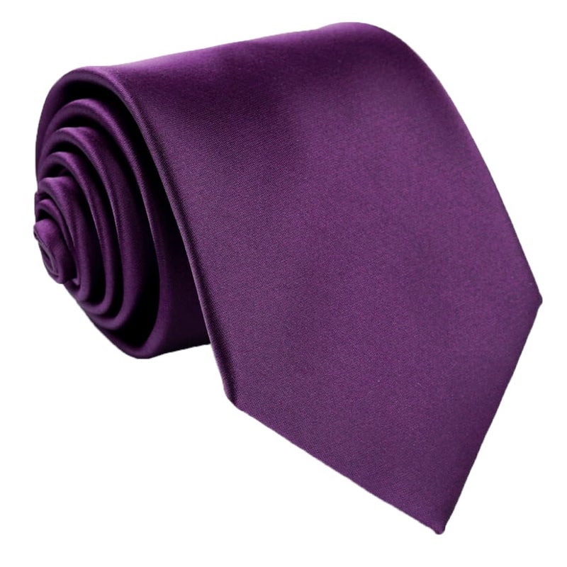 fortunatever Men's Solid Satin Necktie,Plum Purple Ties For Men With Gift Box - Image 5