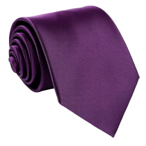 fortunatever Men's Solid Satin Necktie,Plum Purple Ties For Men With Gift Box - Image 1
