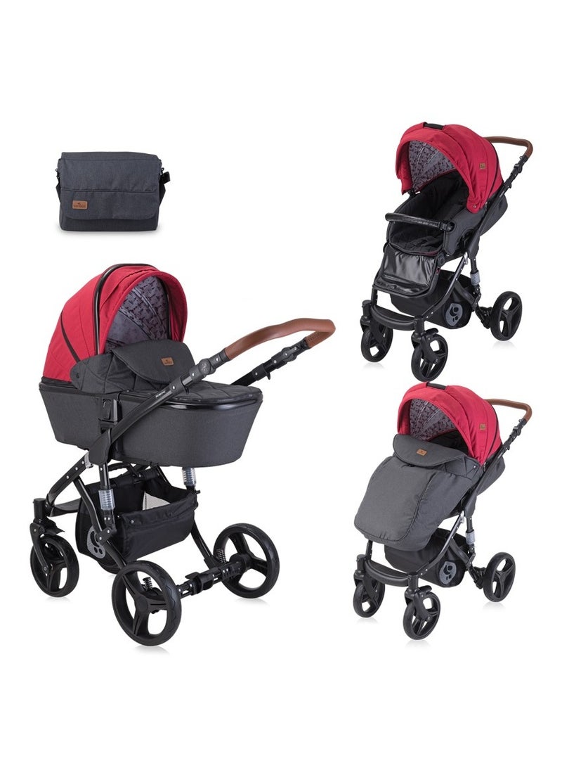 لوريلي عربة أطفال ريمين i+ حقيبة ماما باللونين الأحمر والأسود - Image 1
